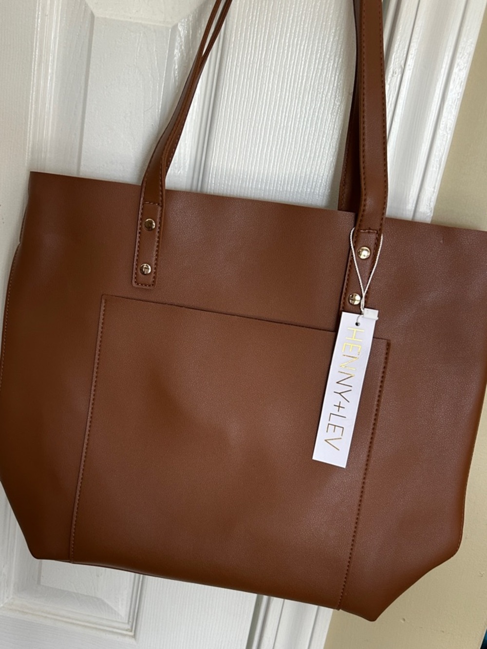 Chestnut Tote Bag with Front Pocket